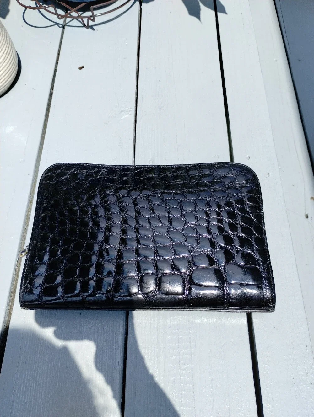 Mauro Governa Black Croc-Embossed Leather Clutch - Stylish Women's Handbag